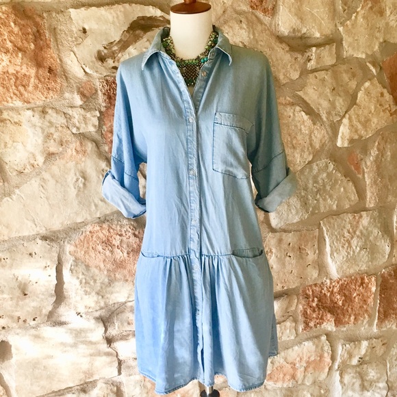 Zara Dresses & Skirts - Zara drop waist Chambray Dress!.